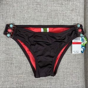 BECCA Brown, Peach & Turquoise Bikini Bottom